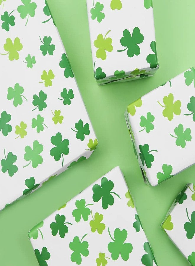 Boerni Green Clover Wrapping Paper On White Gift Wrapping Paper 4 Sheets Folded Flat 20x30 Inches Per Sheet, Gift Wrap for St. Patrick's Day,Wedding, Birthday, Bridal Showers, Mother's Day, Valentine's Day Holiday Christening and More Occasion - Image 4